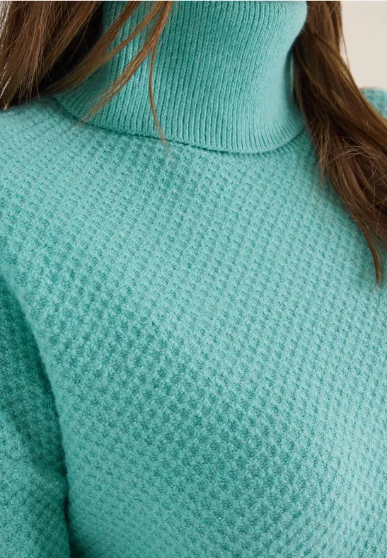 Struktur Rollkragenpullover light foam blue