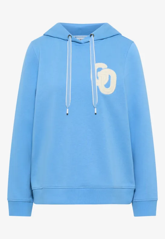 Hoodie mit Stickerei fountain blue
