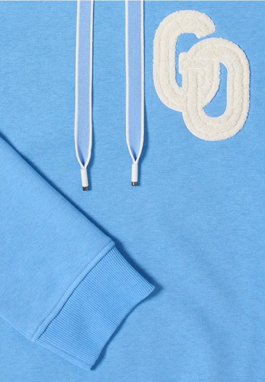Hoodie mit Stickerei fountain blue
