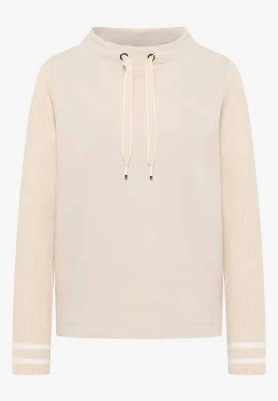 Sweat-shirt avec manches en tricot pearl beige