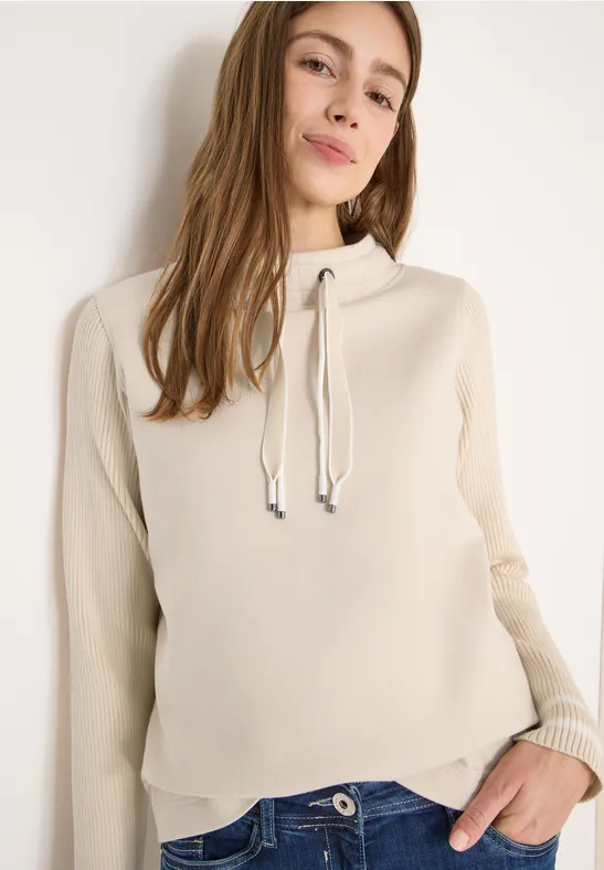 Sweat-shirt avec manches en tricot pearl beige