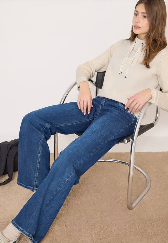 Sweat-shirt avec manches en tricot pearl beige