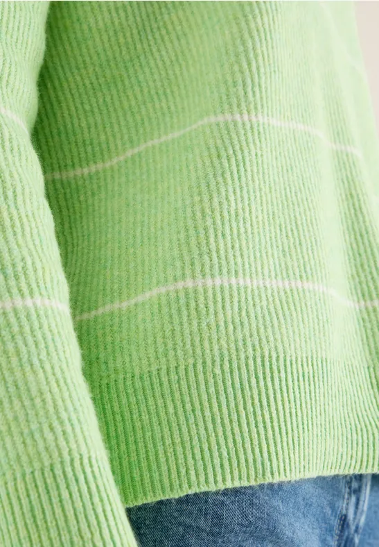 Pull à rayures structurées bamboo green melange