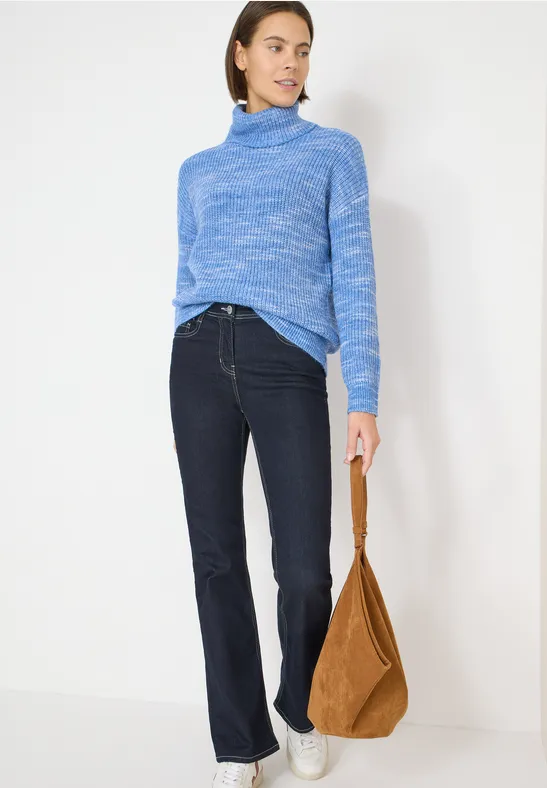 Space Dye Rollkragenpullover fountain blue