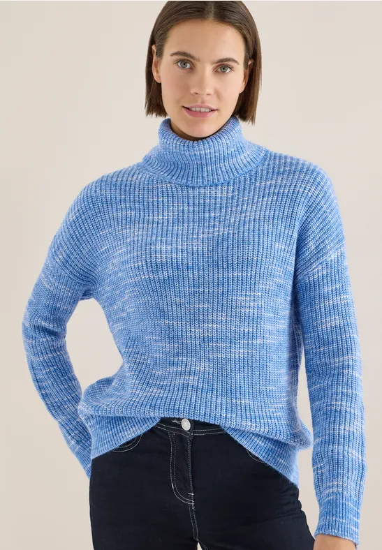 Space Dye Rollkragenpullover fountain blue