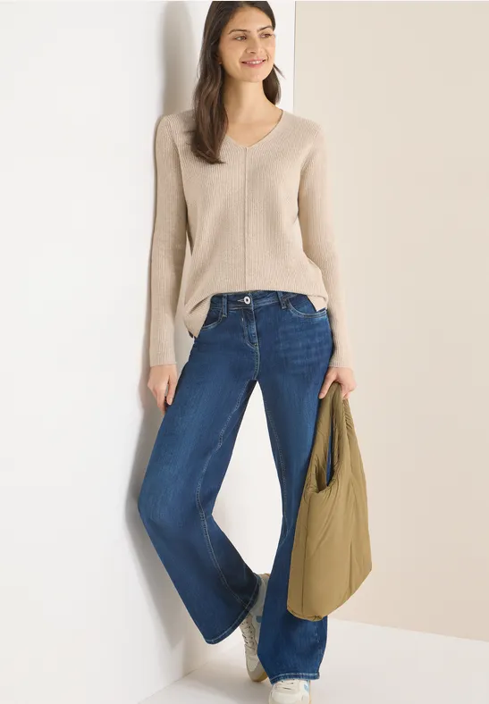 V-Neck Pullover desert beige melange