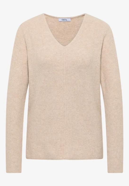 V-Neck Pullover desert beige melange