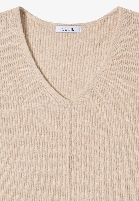 V-Neck Pullover desert beige melange