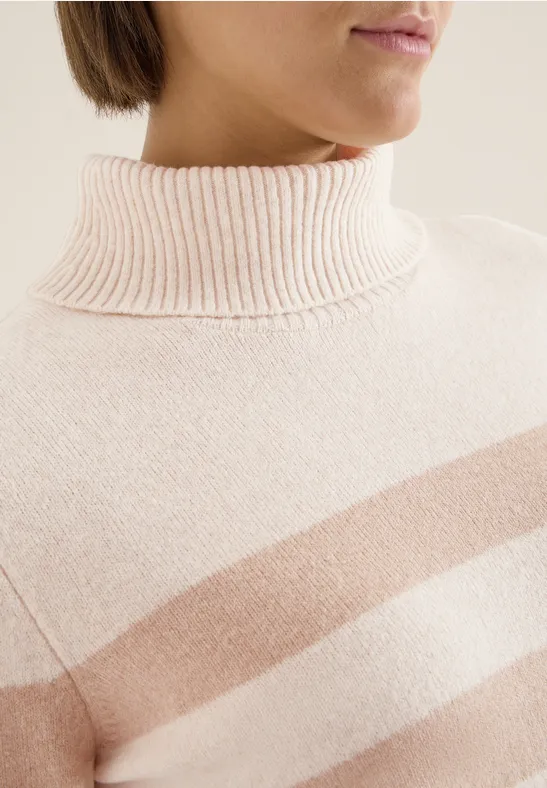 Softer Rollkragenpullover oat milk beige melange