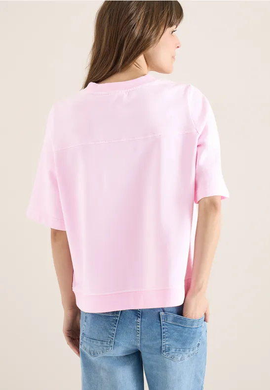Kurzarm Sweatshirt im Garment dye Look tea rose