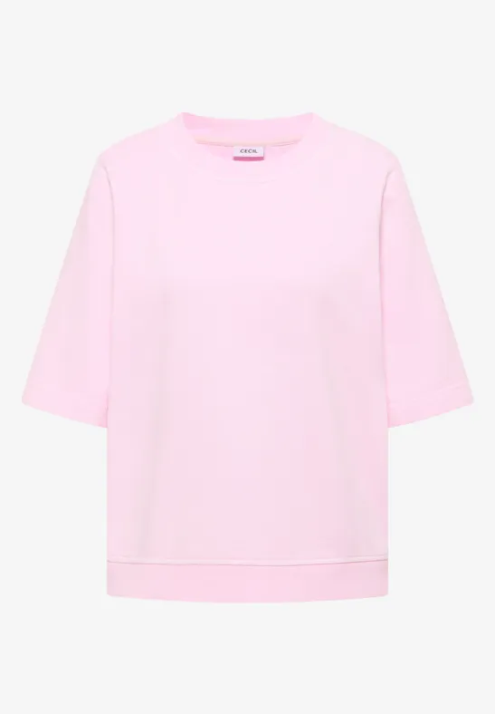 Kurzarm Sweatshirt im Garment dye Look tea rose