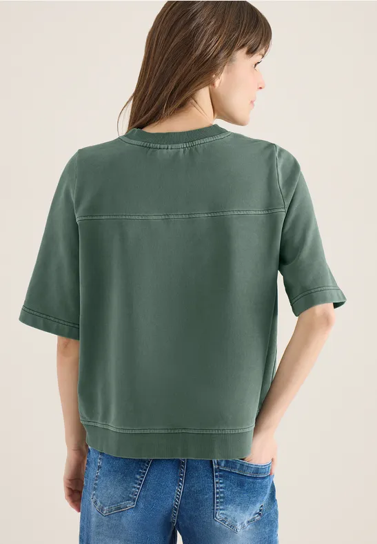 Kurzarm Sweatshirt im Garment dye Look just khaki