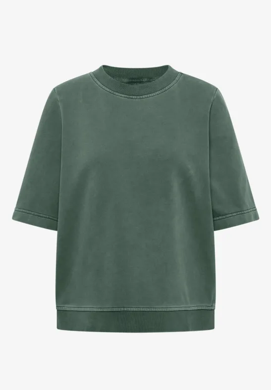 Kurzarm Sweatshirt im Garment dye Look just khaki