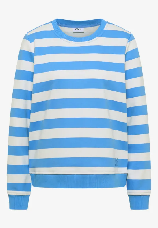 Gestreiftes Sweatshirt fountain blue