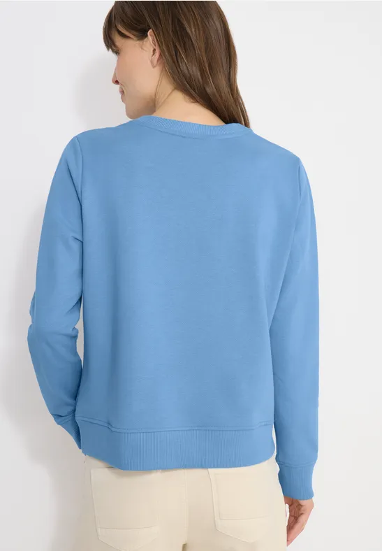 Geborduurd sweatshirt cloud blue