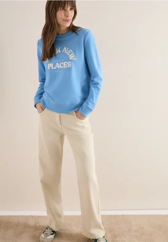 Geborduurd sweatshirt cloud blue