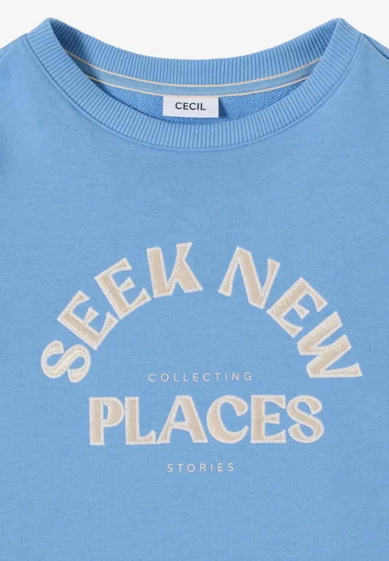 Geborduurd sweatshirt cloud blue