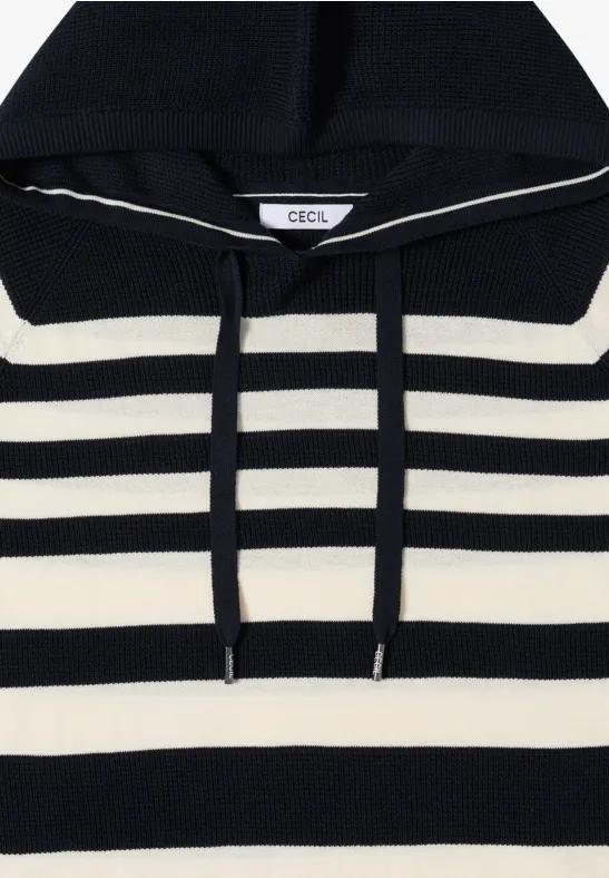 Gestreifter Struktur-Hoodie universal blue