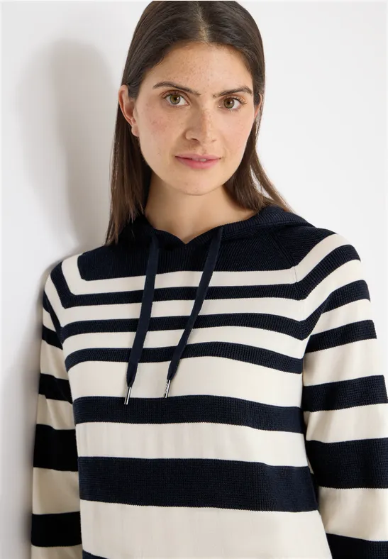 Gestreifter Struktur-Hoodie universal blue