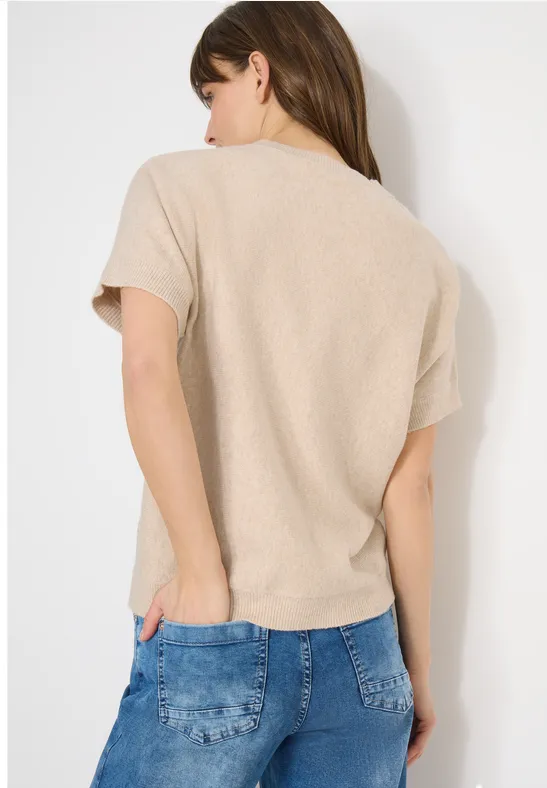 Trui in effen kleur desert beige melange