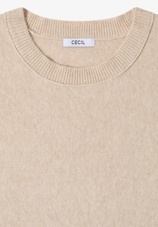 Trui in effen kleur desert beige melange