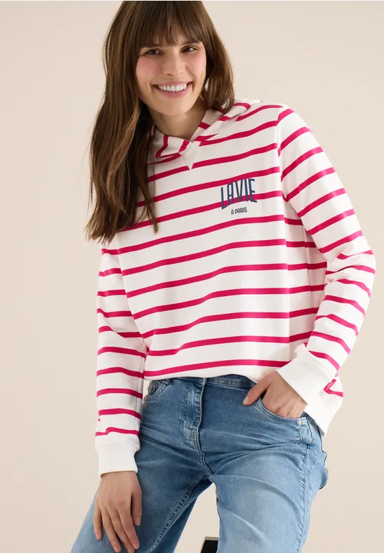 Sweatshirt mit Kapuze und Chestprint beetroot pink