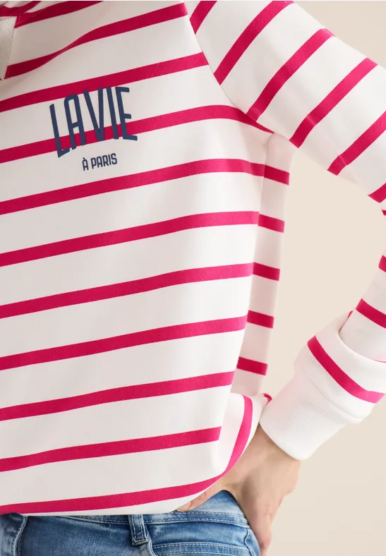 Sweatshirt mit Kapuze und Chestprint beetroot pink