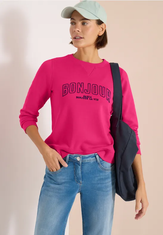 Langarm Sweatshirt mit Stickerei beetroot pink