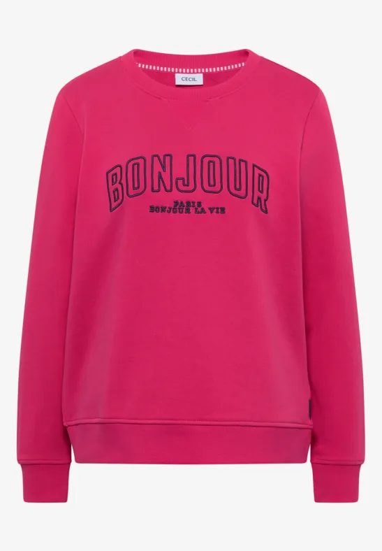 Langarm Sweatshirt mit Stickerei beetroot pink