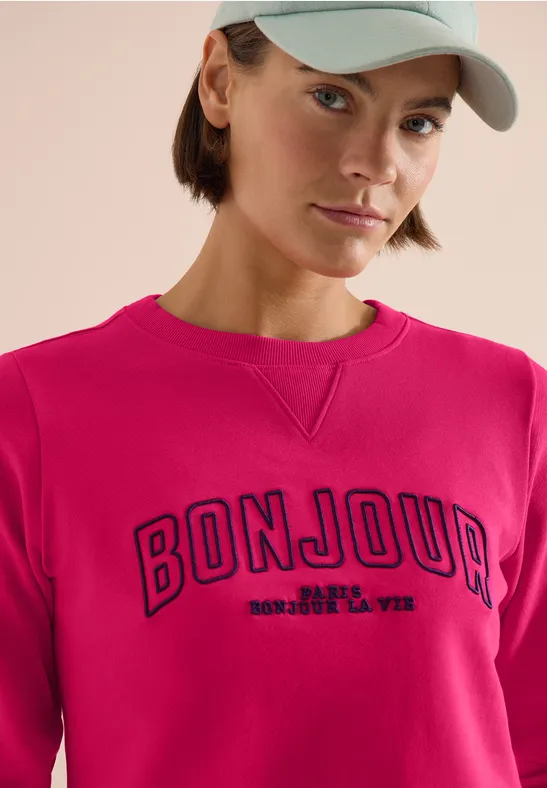 Langarm Sweatshirt mit Stickerei beetroot pink