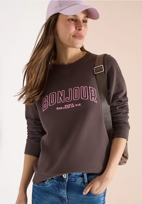 Langarm Sweatshirt mit Stickerei macchiato brown