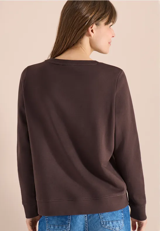 Langarm Sweatshirt mit Stickerei macchiato brown