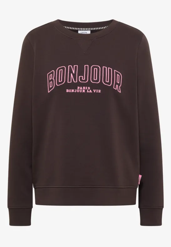 Langarm Sweatshirt mit Stickerei macchiato brown