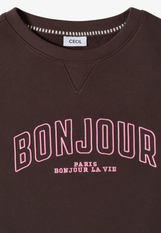 Langarm Sweatshirt mit Stickerei macchiato brown