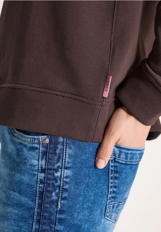 Langarm Sweatshirt mit Stickerei macchiato brown
