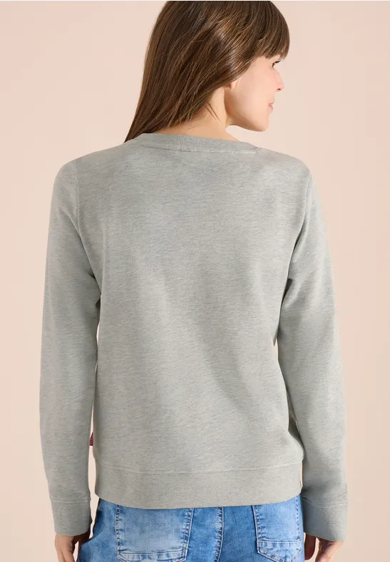 Sweat-shirt à manches longues avec broderie milky grey melange