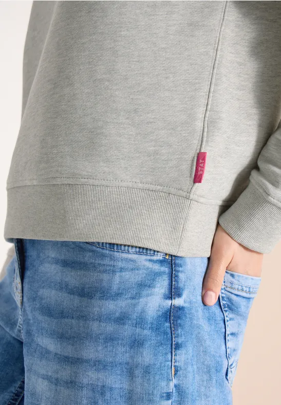 Sweat-shirt à manches longues avec broderie milky grey melange