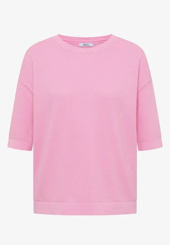 Trui met korte mouwen en structuur light blush rose