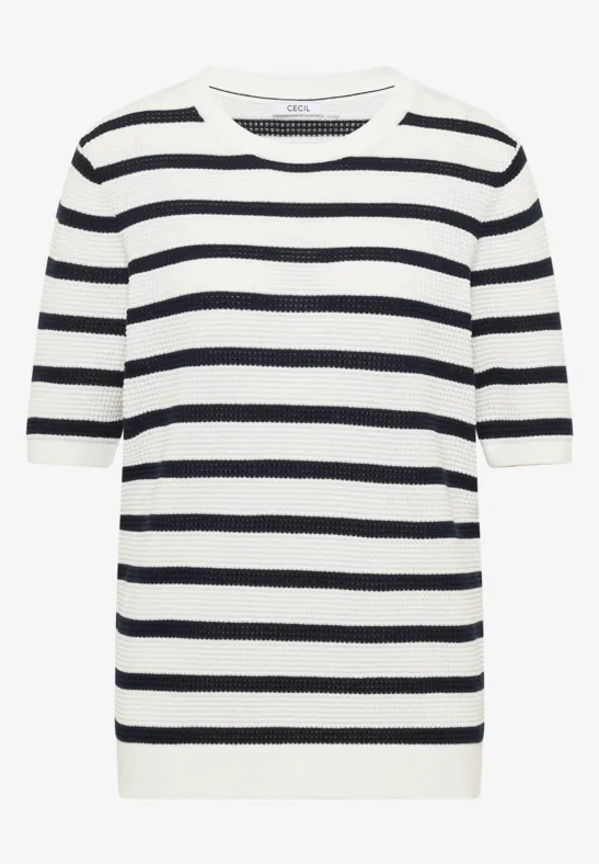 Kurzarm Pullover mit Struktur und Streifen universal blue