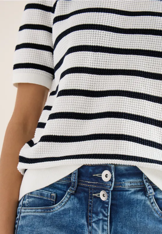 Kurzarm Pullover mit Struktur und Streifen universal blue