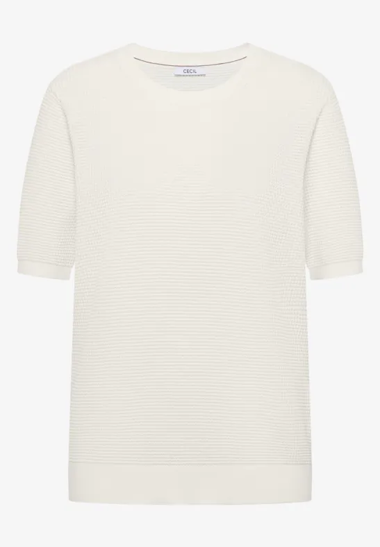 Kurzarm Pullover mit Struktur raw sand beige