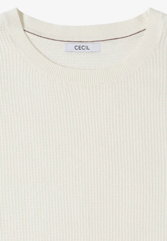 Kurzarm Pullover mit Struktur raw sand beige