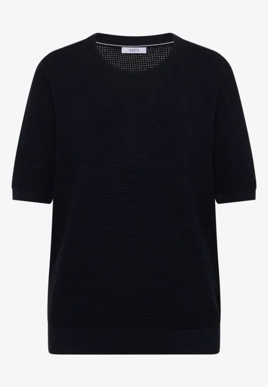 Kurzarm Pullover mit Struktur universal blue