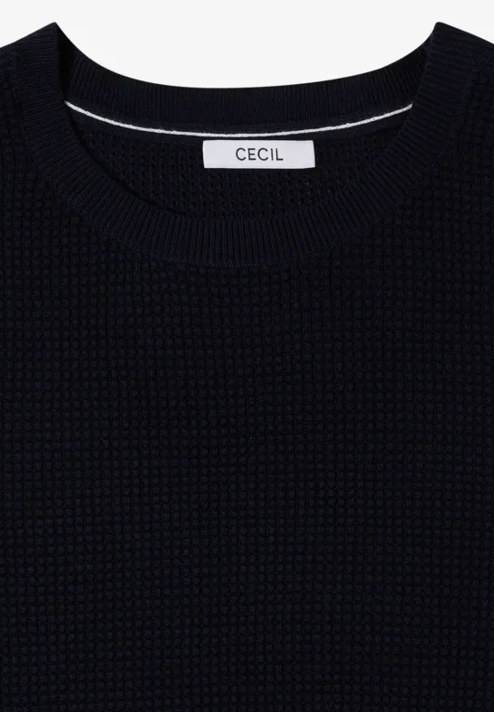 Kurzarm Pullover mit Struktur universal blue