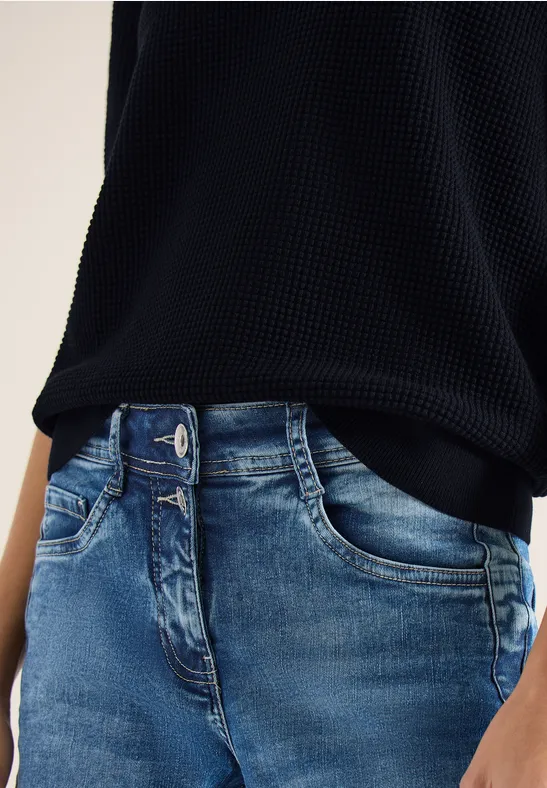 Kurzarm Pullover mit Struktur universal blue