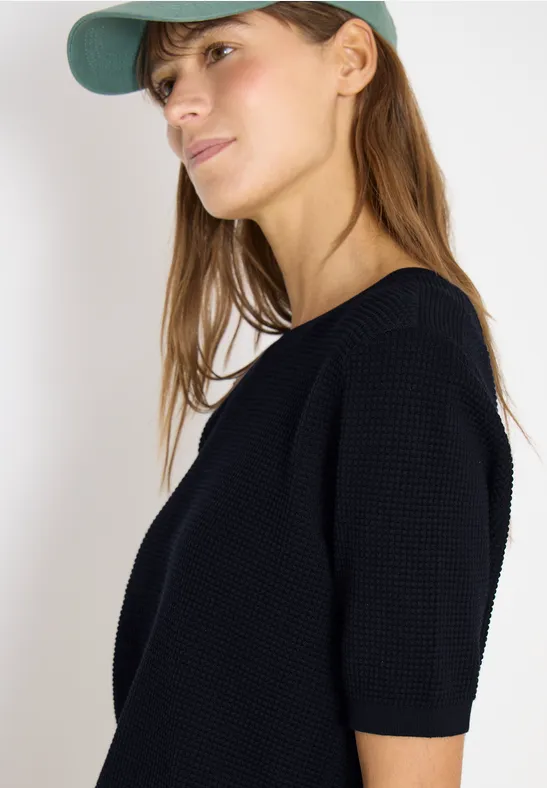 Kurzarm Pullover mit Struktur universal blue