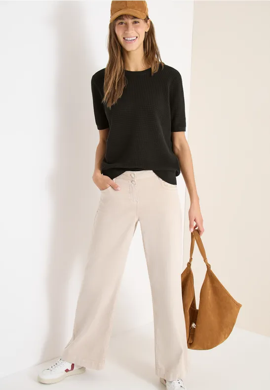 Pull à manches courtes structuré raw khaki