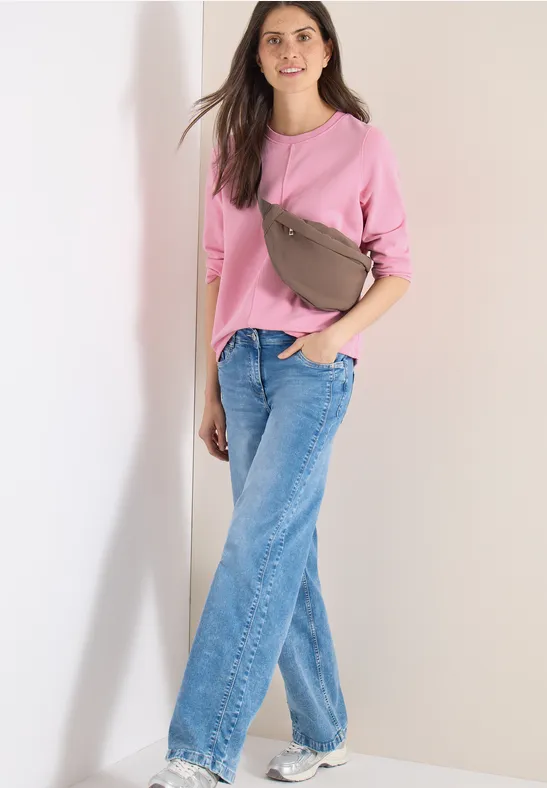 3/4- Arm Sweatshirt mit Tunnelzug flamingo rose