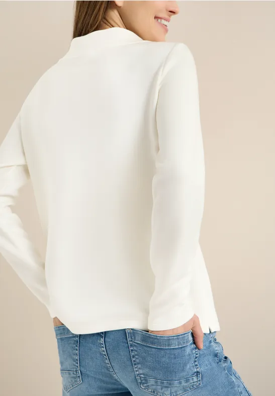 Langarm Sweatshirt mit Wording Artwork vanilla white