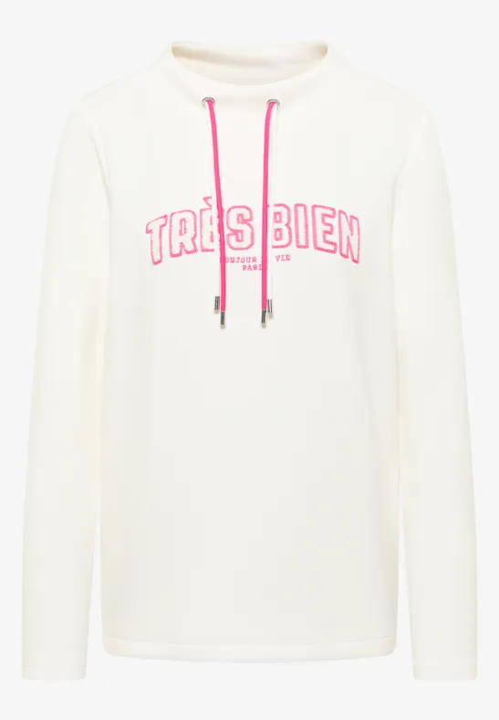 Langarm Sweatshirt mit Wording Artwork vanilla white
